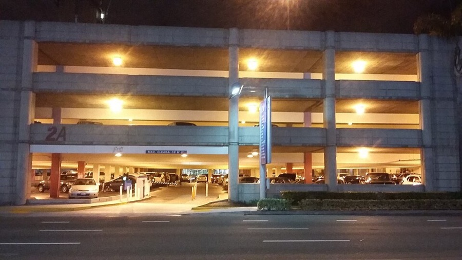Official LAX parking structure 2A at night